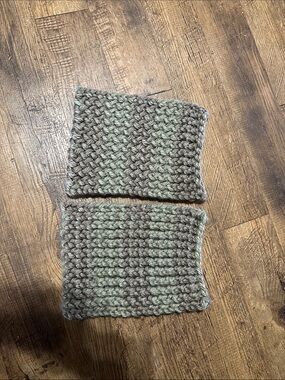 Handmade Crocheted Hot Pad Set in Sage and Taupe